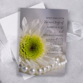 White Daisy und Pearls Wedding Einladung