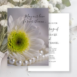 White Daisy und Pearls Wedding Einladung