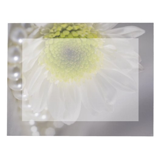 White Daisy und Pearls Wedding Notizblock (Vorderseite)