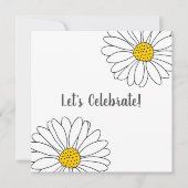 White Daisy und White Daisy Muster Einladung (Vorderseite)
