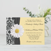 White Daisy Vintag Damask Einladung (Stehend Vorderseite)