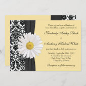 White Daisy Vintag Damask Einladung (Vorne/Hinten)