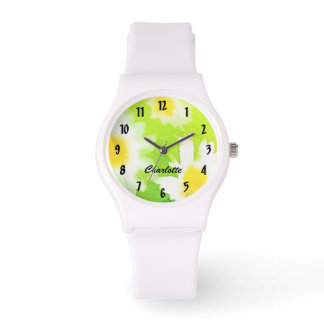 White Daisy Watch mit Personalisiertem Namen Armbanduhr