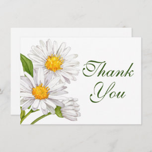 White Daisy Watercolor Sommer Floral Vielen Dank Dankeskarte