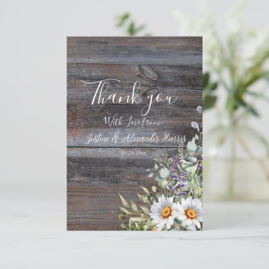 White Daisy Wedding Dankeskarte (Stehend Vorderseite)