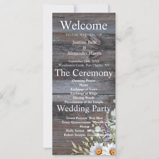 White Daisy Wedding Programm (Vorderseite)