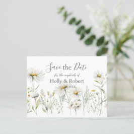 White Daisy Wedding Save the Date Postkarte