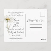 White Daisy Wedding Save the Date Postkarte (Rückseite)