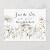 White Daisy Wedding Save the Date Postkarte (Vorderseite)