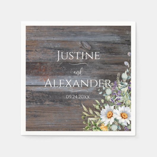 White Daisy Wedding Serviette (Vorderseite)