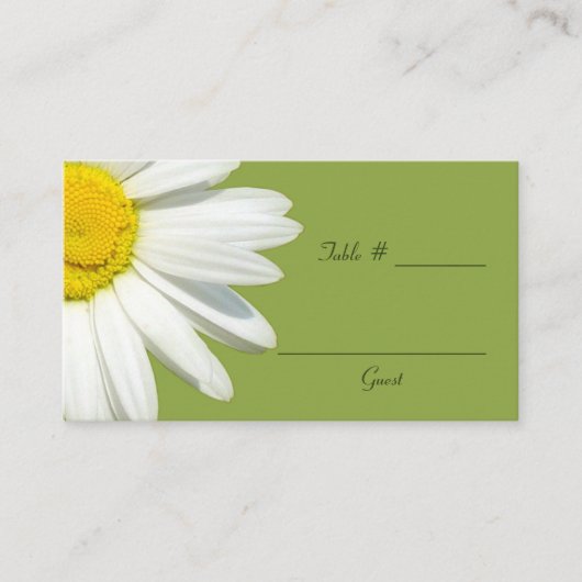 White Daisy Wedding Table Platzkarten (Vorderseite)