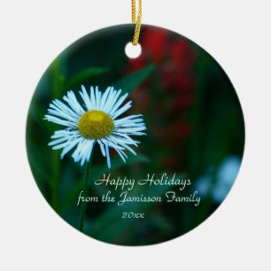 White Daisy Wildblume Weihnachtsschmuck, Rundgang Keramikornament
