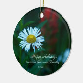 White Daisy Wildblume Weihnachtsschmuck, Rundgang Keramikornament (Links)