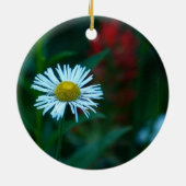 White Daisy Wildblume Weihnachtsschmuck, Rundgang Keramikornament (Hinten)
