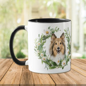 White Daisy Wreath Collie Dog Tasse