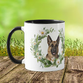 White Daisy Wreath German Shepherd Dog Tasse
