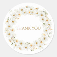 White Daisy Wreath Watercolor Hübsch Vielen Dank