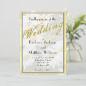 White Daisy Yellow Gold Script BoHo Spring Wedding Einladung (Stehend Vorderseite)