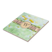 White Daisy's in Green Meadow Monogram Fliese (Seite)