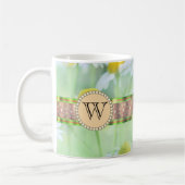 White Daisy's in Green Meadow Monogram Kaffeetasse (Links)