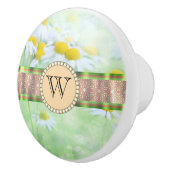 White Daisy's in Green Meadow Monogram Keramikknauf (Rechts)
