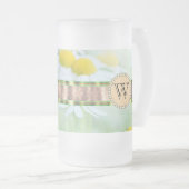 White Daisy's in Green Meadow Monogram Mattglas Bierglas (VorderseiteRechts)