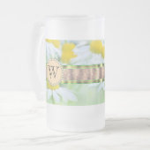 White Daisy's in Green Meadow Monogram Mattglas Bierglas (Vorderseite Links)