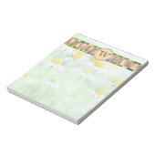 White Daisy's in Green Meadow Monogram Notizblock (Rotiert)