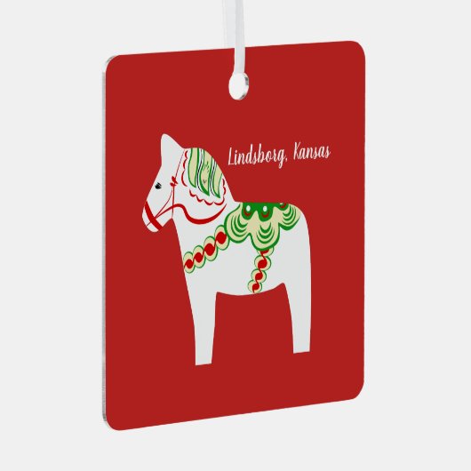 White Dala Horse Ornament Aus Metall (Vorderseite Rechts)