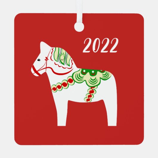 White Dala Horse Ornament Aus Metall (Rückseite)