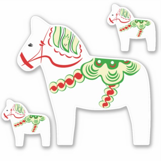 White Dala Horse Stickers Aufkleber (Vorderseite)