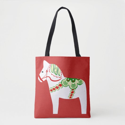 White Dala Horse Tote Bag Tasche (Vorderseite)