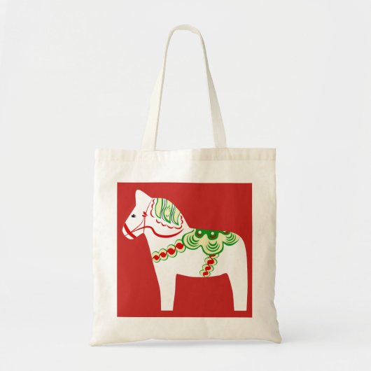White Dala Horse Tote Bag Tragetasche (Vorne)