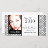 White Damask Abschluss Ankündigung von Foto-Karten (Vorne/Hinten)