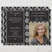 White Damask Beerdigung Programm (Vorne/Hinten)