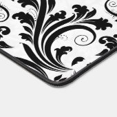 White Damask Black Wirbel Schreibtischunterlage (Ecke)
