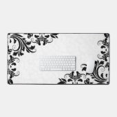 White Damask Black Wirbel Schreibtischunterlage (Tastatur & Maus)