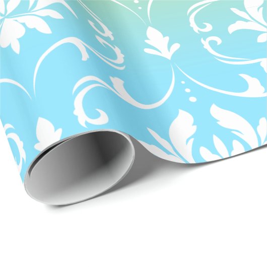 White Damask Colorful Ombre Geschenkpapier (Rolleneckpunkt)