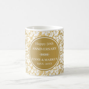 White Damask Gold Hintergrund Kaffeetasse