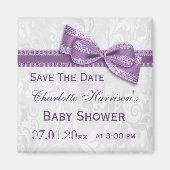 White Damask & Imitate Bow Babydusche Save the Dat Magnet (Vorne)
