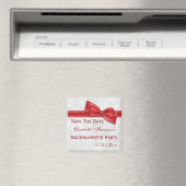 White Damask & Imitats Bow Bachelorette Save the D Magnet (In Situ (Geschirrspüler))