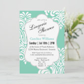 White Damask Lingerie Dusche Einladung (Stehend Vorderseite)