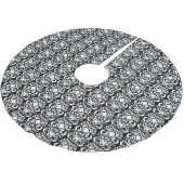 White Damask Old World Black Polyester Weihnachtsbaumdecke (Schrägansicht)