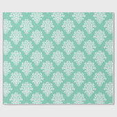 White Damask on Aqua Pattern Geschenkpapier (Flach)