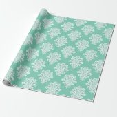 White Damask on Aqua Pattern Geschenkpapier (Ungerollt)