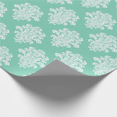 White Damask on Aqua Pattern Geschenkpapier (Ecke)