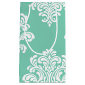 White Damask on Aqua Pattern Kleine Geschenktüte (Vorderseite)