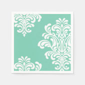 White Damask on Aqua Pattern Serviette (Vorderseite)