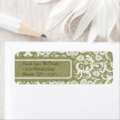 White Damask on Olive Green Gray Rücksendeadresse (Insitu)