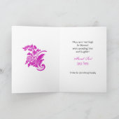 White Damask on Pink Juwish Wedding Mazal Tov Card Karte (Innenseite)